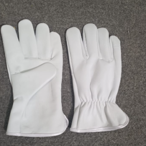 Full grain white leather driver work gloves manufactured by AK Leather Industry Pakistan