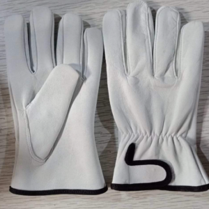 Soft grain leather driver work gloves with black piping by AK Leather Industry Pakistan